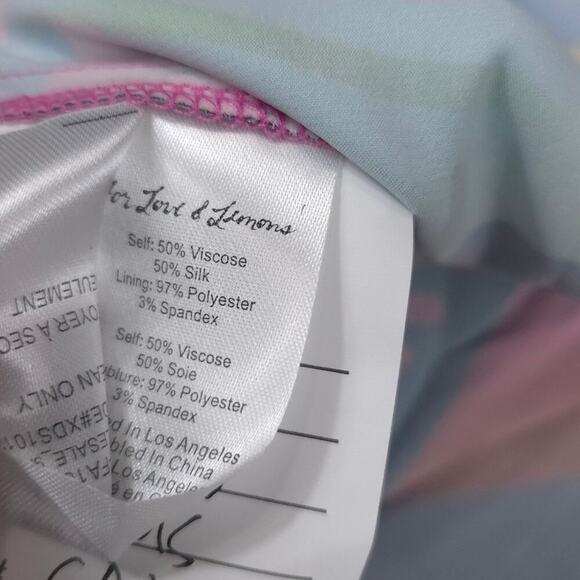 For Love & Lemons Midi Dress Silk Blend Floral Cut Out Colorful Retro Tropical - Picture 12 of 14